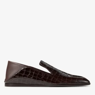 Eliot Slipper Herrtofflor i Sambuco-läder med krokodilprägling