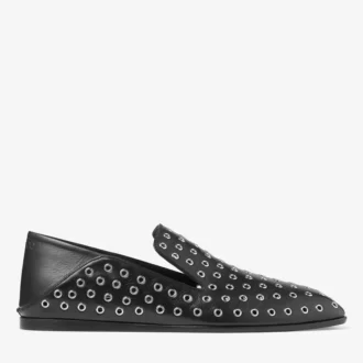 Eliot Slipper Herrtofflor i svart metallic-nappaläder med öljetter
