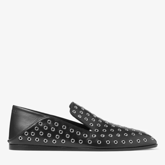 Eliot Slipper Herrtofflor i svart metallic-nappaläder med öljetter Eliot Slipper Herrtofflor i svart metallic-nappaläder med öljetter