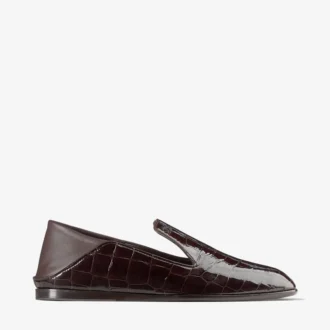 Eliot Slipper Sambuco tofflor i läder med krokodilprägling