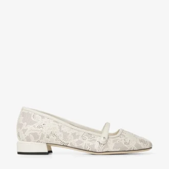 Elisa Ballerina Latte jimmy choo perforerade nappa-snörningsballerinaskor