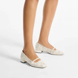 Elisa Ballerina Latte jimmy choo perforerade nappa-snörningsballerinaskor
