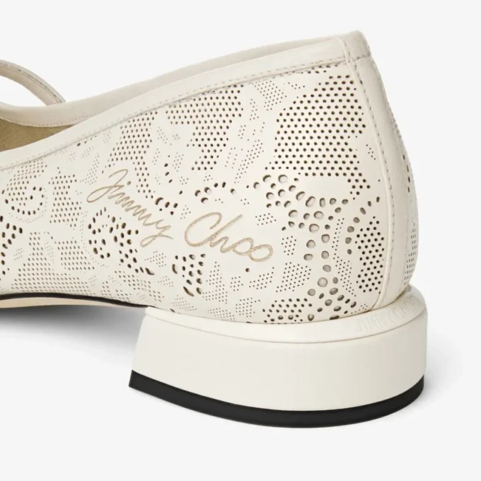 Elisa Ballerina Latte jimmy choo perforerade nappa-snörningsballerinaskor