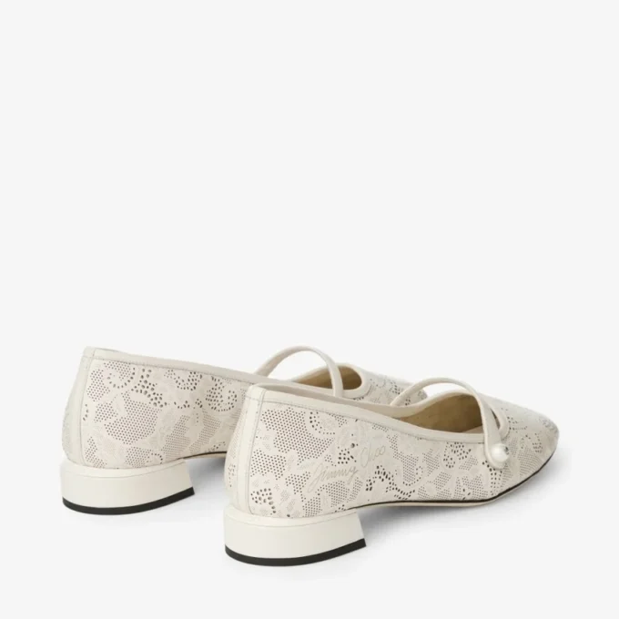 Elisa Ballerina Latte jimmy choo perforerade nappa-snörningsballerinaskor