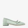 Elisa Ballerina Verde Jimmy Choo-spets och Spazzolato-ballerinapumps