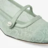 Elisa Ballerina Verde Jimmy Choo-spets och Spazzolato-ballerinapumps