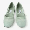 Elisa Ballerina Verde Jimmy Choo-spets och Spazzolato-ballerinapumps