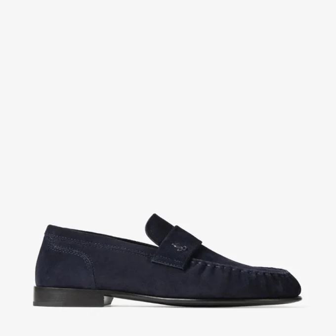 Ellis Loafer F Loafers i marinblått mocka
