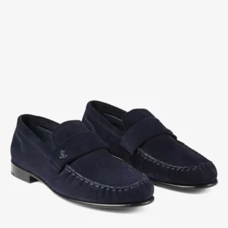 Ellis Loafer F Loafers i marinblått mocka