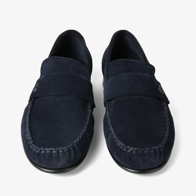 Ellis Loafer F Loafers i marinblått mocka