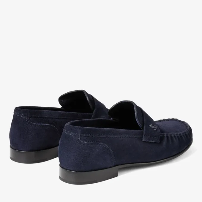 Ellis Loafer F Loafers i marinblått mocka