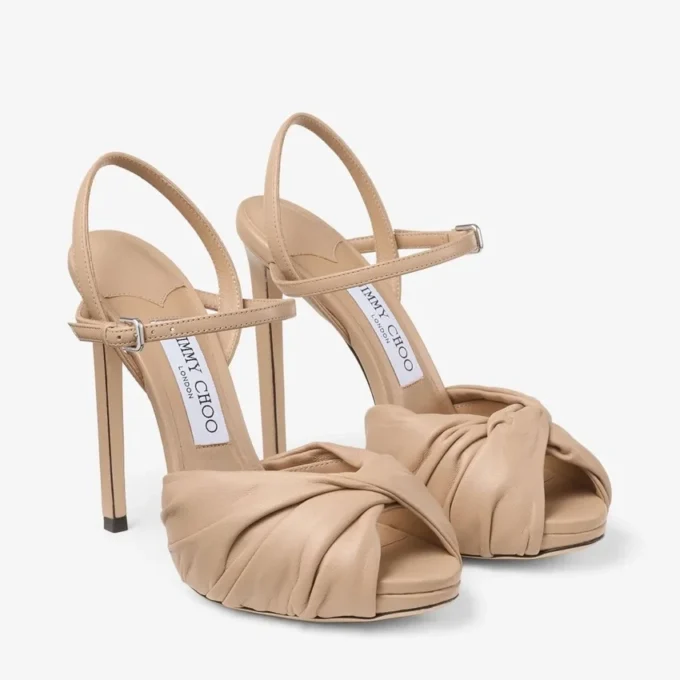Elly 120 Chai-sandaler i mjukt handskläder och glansigt nappaläder