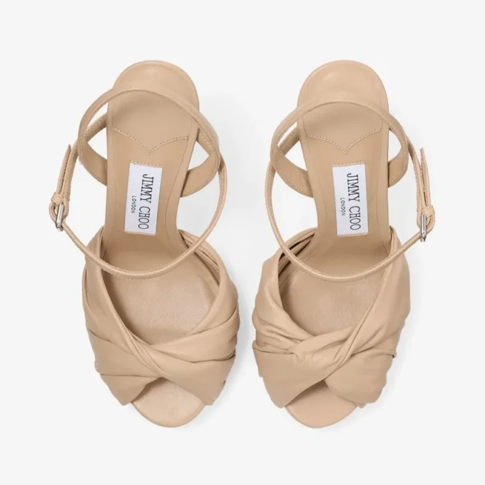 Elly 120 Chai-sandaler i mjukt handskläder och glansigt nappaläder
