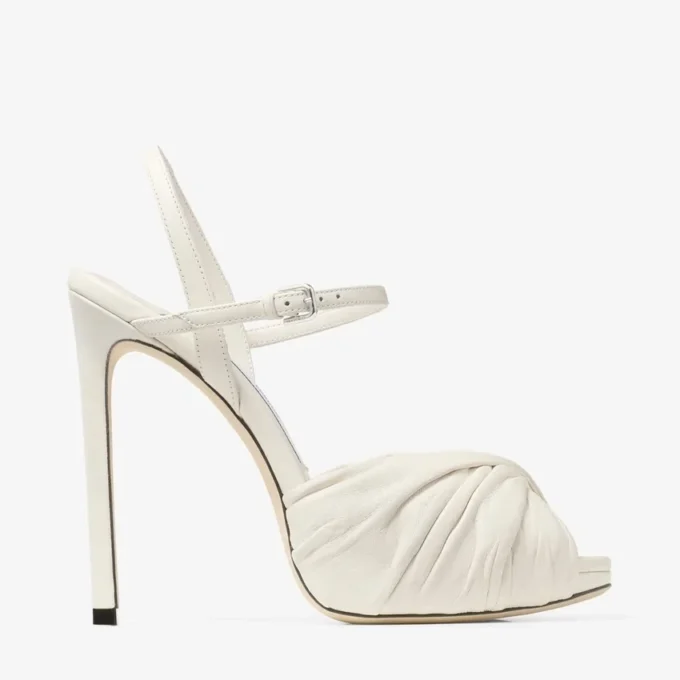 Elly 120 Latte Sandaler i mjukt handskläder och glansigt nappaläder