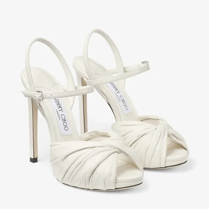 Elly 120 Latte Sandaler i mjukt handskläder och glansigt nappaläder
