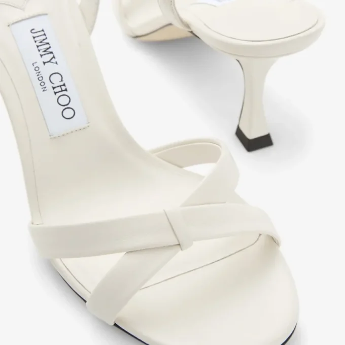 Elsy 70 Latte Nappa Leather Crossover Slingback