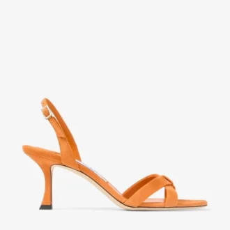 Elsy 70 Sunset Orange Suede Crossover Slingbacks