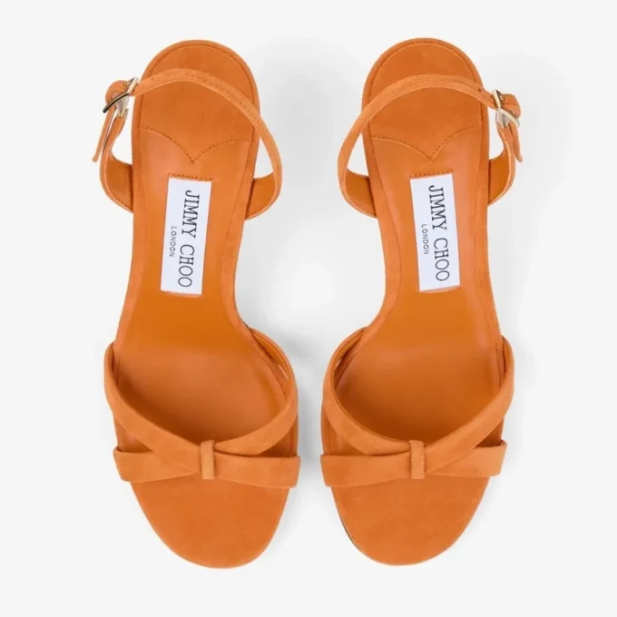 Elsy 70 Sunset Orange Suede Crossover Slingbacks