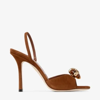 Emani 100 sandaler i tan och bärnstensfärgat mocka