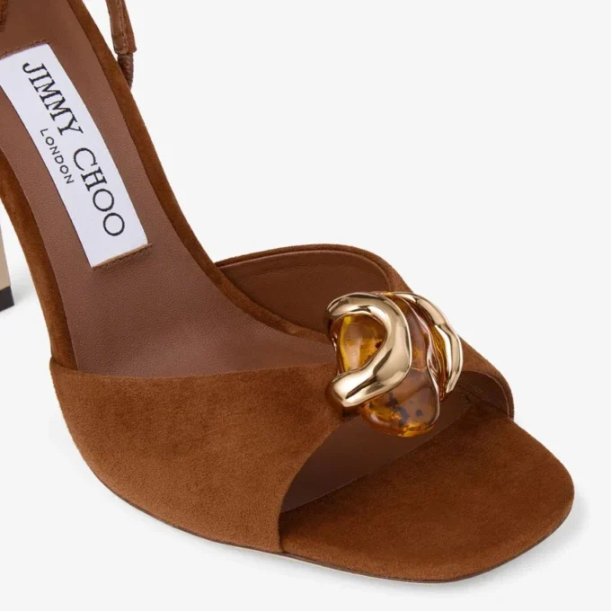 Emani 100 sandaler i tan och bärnstensfärgat mocka Emani 100 sandaler i tan och bärnstensfärgat mocka