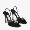 Emani 100 svarta sandaler i klöverfärgat mocka Emani 100 svarta sandaler i klöverfärgat mocka