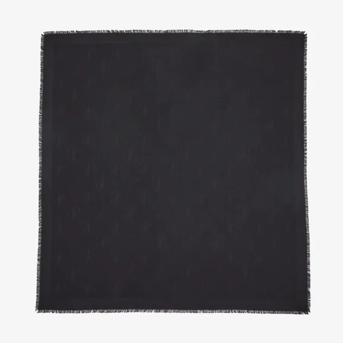 Emani svart sjal i jacquard av siden och ull
