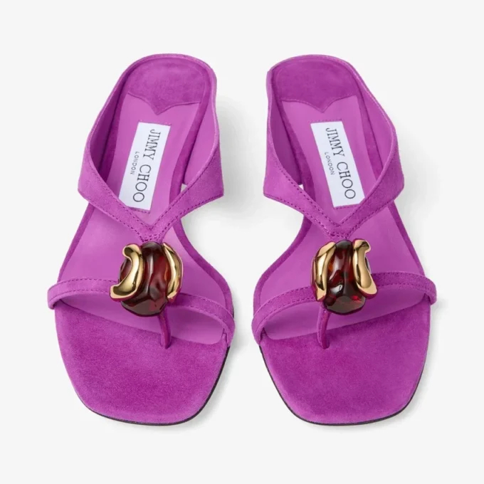 Emeri Stone 35 sandaler i violett orkidé och mörk bärnstensfärgad mocka