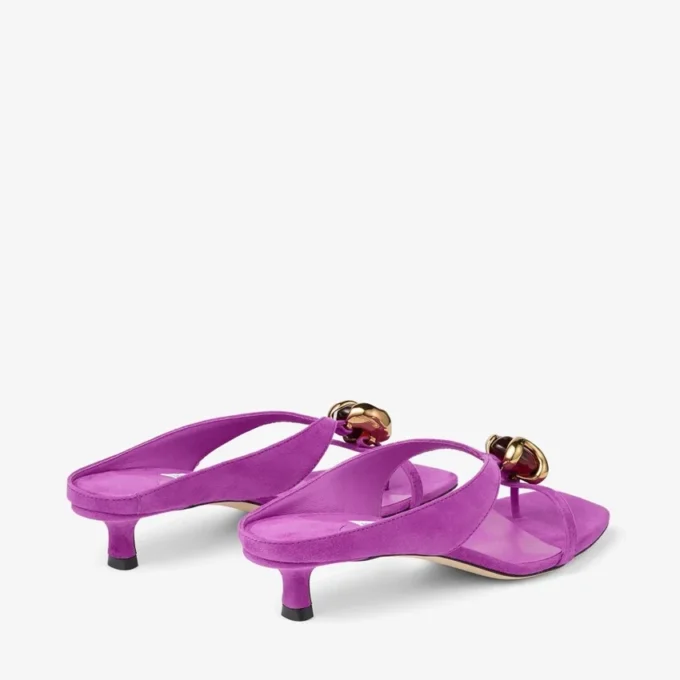 Emeri Stone 35 sandaler i violett orkidé och mörk bärnstensfärgad mocka