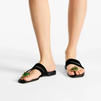 Emeri Stone Flat Black och Clover Suede Flat Sandals