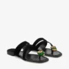 Emeri Stone Flat Black och Clover Suede Flat Sandals Emeri Stone Flat Black och Clover Suede Flat Sandals