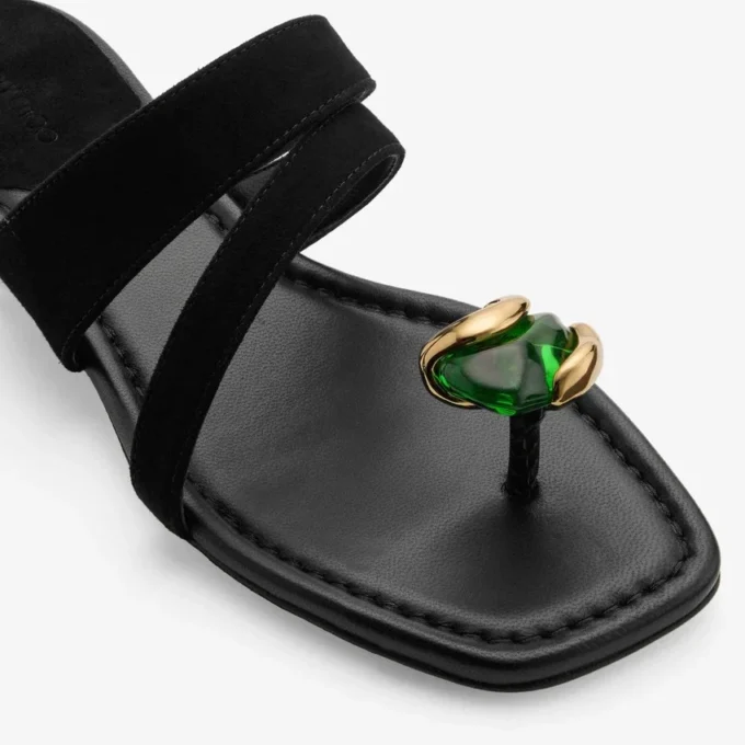Emeri Stone Flat Black och Clover Suede Flat Sandals Emeri Stone Flat Black och Clover Suede Flat Sandals