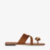 Emeri Stone Flat sandaler i tan och bärnstensfärgat mocka Emeri Stone Flat sandaler i tan och bärnstensfärgat mocka
