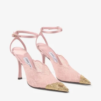 Faiz 100 Rose jimmy choo spetspumps med spetsdetaljer i metall