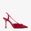 Faya 95 rubinröda satin- och grosgrain-slingbacks Faya 95 rubinröda satin- och grosgrain-slingbacks