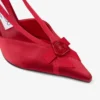 Faya 95 rubinröda satin- och grosgrain-slingbacks Faya 95 rubinröda satin- och grosgrain-slingbacks