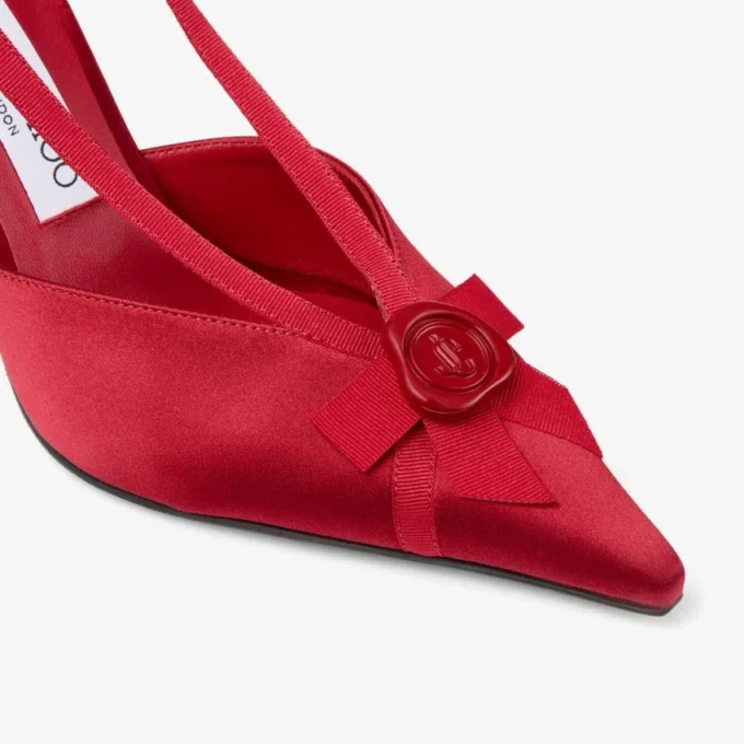 Faya 95 rubinröda satin- och grosgrain-slingbacks Faya 95 rubinröda satin- och grosgrain-slingbacks