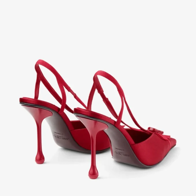 Faya 95 rubinröda satin- och grosgrain-slingbacks Faya 95 rubinröda satin- och grosgrain-slingbacks