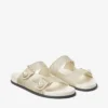Fayence Sandal Champagne Sandaler i metalliskt lackläder med pärlor