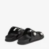 Fayence-sandal Svarta platta sandaler i läder med pärldekoration Fayence-sandal Svarta platta sandaler i läder med pärldekoration