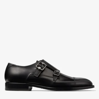 Finnion Monkstrap Svarta skor i borstat läder med monkstrap