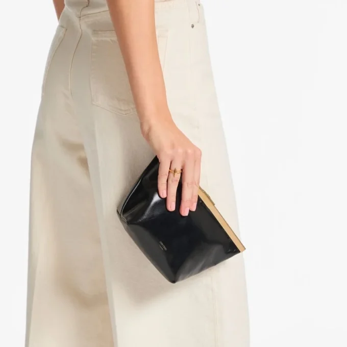 Ganache svart bikerläder-clutch Ganache svart bikerläder-clutch
