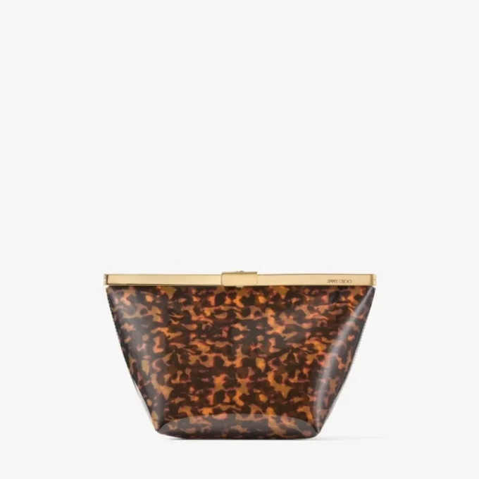 Ganache transparent clutchväska i sköldpaddsmönster