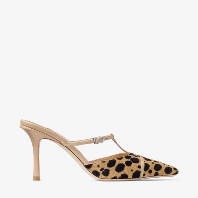 Gloria Mule 85 Mules i ponnyläder med naturligt leopardmönster Gloria Mule 85 Mules i ponnyläder med naturligt leopardmönster