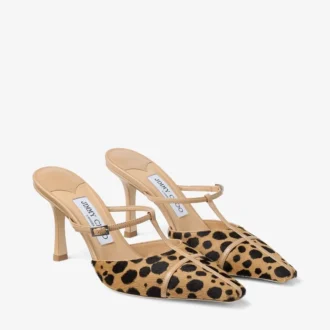 Gloria Mule 85 Mules i ponnyläder med naturligt leopardmönster