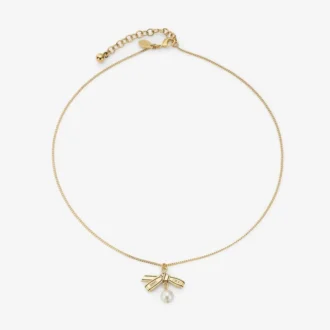 Halsband med bandhänge Halsband i guldmetall med band och pärla
