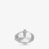 Heart Double Ring Silverfinish Heart Double Ring med kristaller Heart Double Ring Silverfinish Heart Double Ring med kristaller