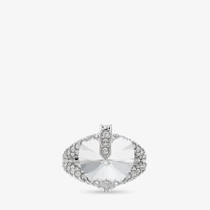 Heart Double Ring Silverfinish Heart Double Ring med kristaller Heart Double Ring Silverfinish Heart Double Ring med kristaller