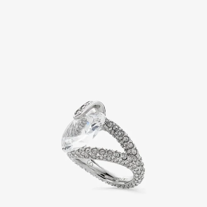 Heart Double Ring Silverfinish Heart Double Ring med kristaller Heart Double Ring Silverfinish Heart Double Ring med kristaller
