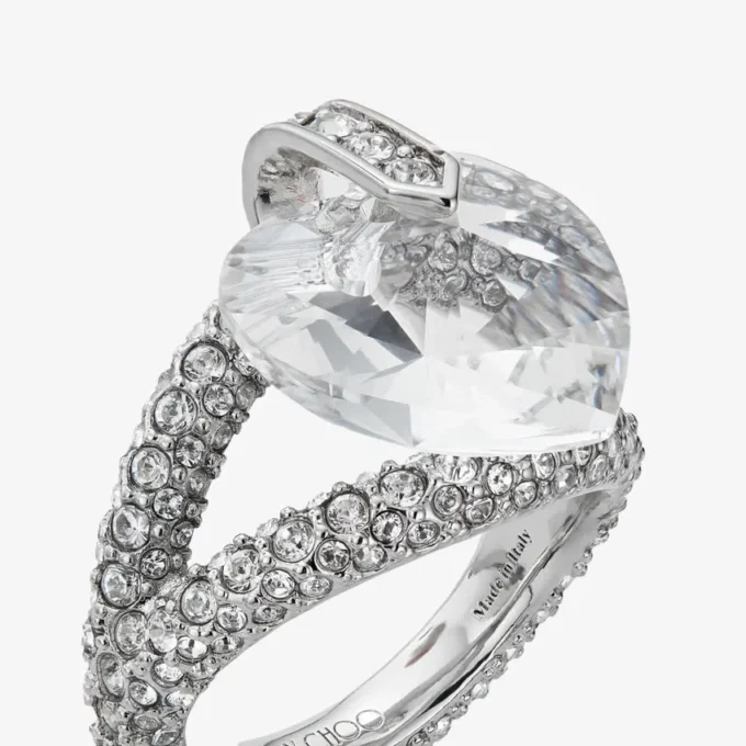 Heart Double Ring Silverfinish Heart Double Ring med kristaller Heart Double Ring Silverfinish Heart Double Ring med kristaller