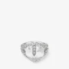 Heart Double Ring Silverfinish Heart Double Ring med kristaller Heart Double Ring Silverfinish Heart Double Ring med kristaller